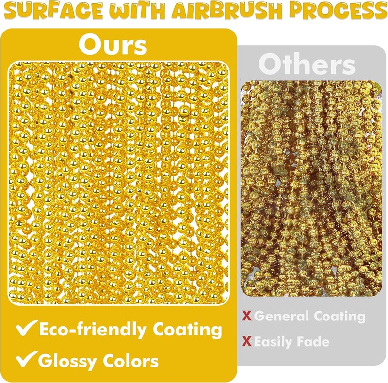 VLUV 36Pcs Beaded Necklace, Mardi Gras Beads Necklaces Accessories, 33 Inch Bead Costume for Women Man, Festival Parade Throw Supplies - Image 3